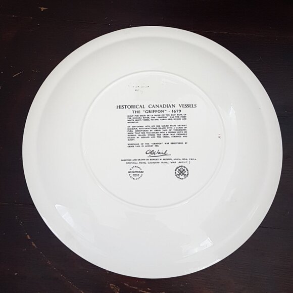 Wedgwood Historical Canadian Vessel Series The Griffon Dinner Plate - Picture 8 of 9
